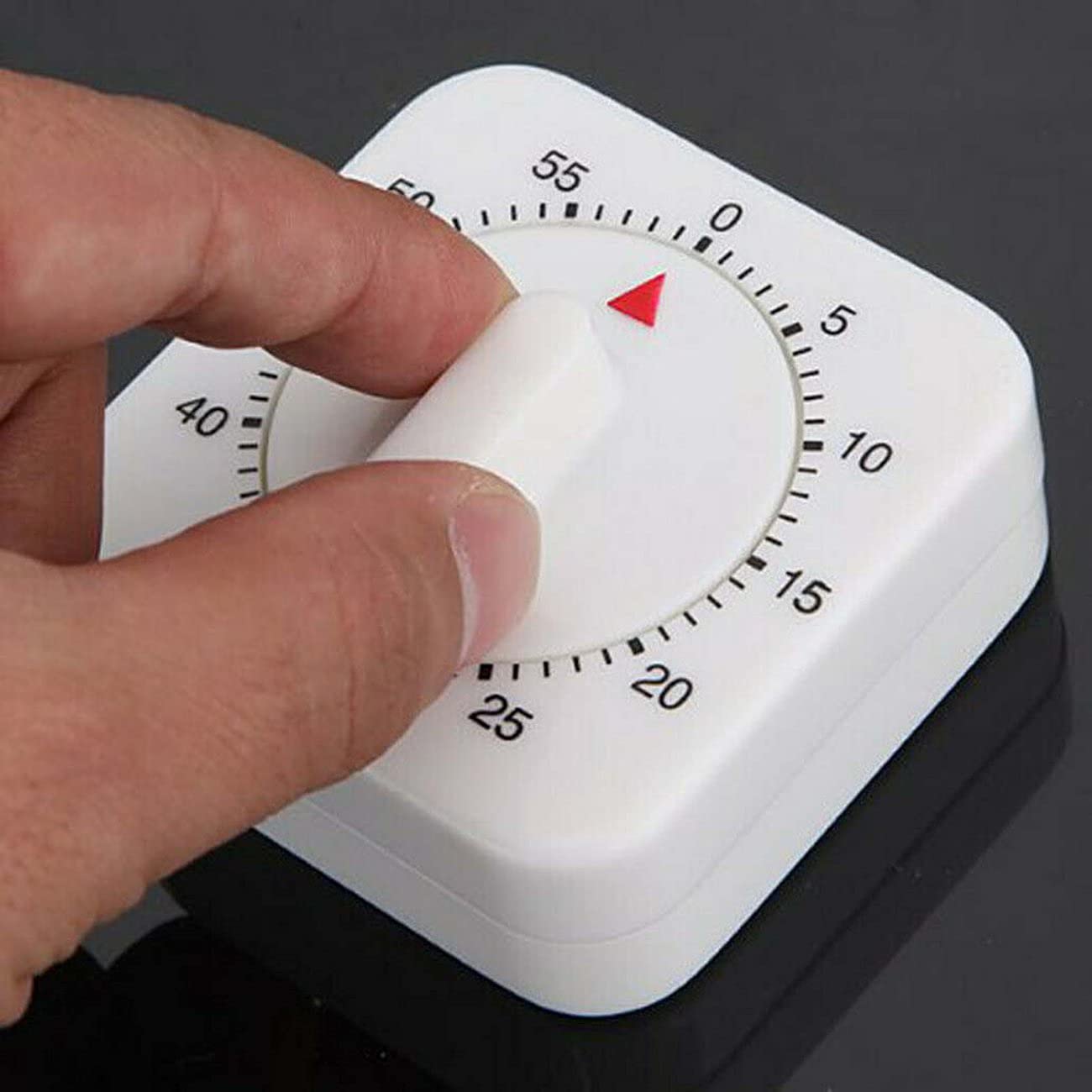 60-Minute Portable Mechanical Kitchen Timer - Countdown Alarm for Cooking, Baking & Meal Prep | Compact White Cooking Tool for Home & Professional Kitchens