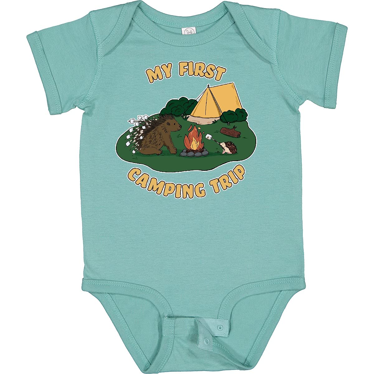 Inktastic Cute Camping Hedgehog Baby Bodysuit - My First Camping Trip Outfit for Infants & Toddlers - Perfect for Outdoor Adventures, Family Camping Trips & Photo Shoots