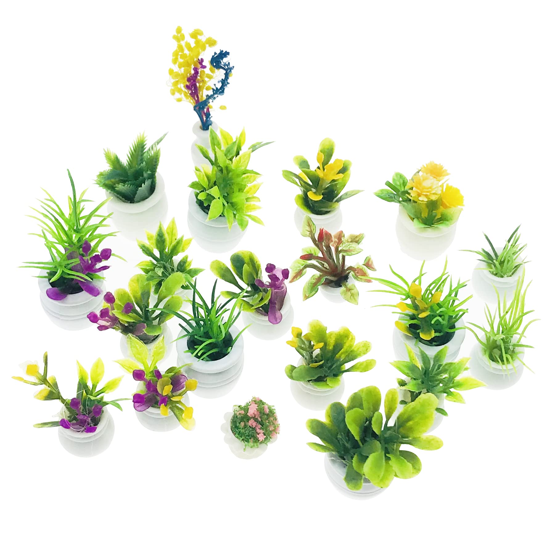 20 PCS Miniature Potted Plants Set - Artificial Succulents & Flowerpots for Dollhouse Garden Decor, DIY Mini Fairy Garden, Terrarium, and Home Decoration