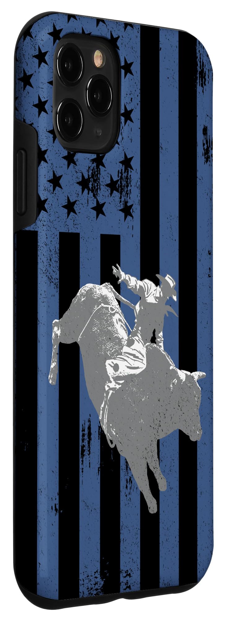 iPhone 11 Pro Max Case - American Flag Retro Bull Riding Design - Durable Protective Cover for Bull Riders & Western Enthusiasts - Perfect Gift for Rodeo Fans & Cowboy Lifestyle