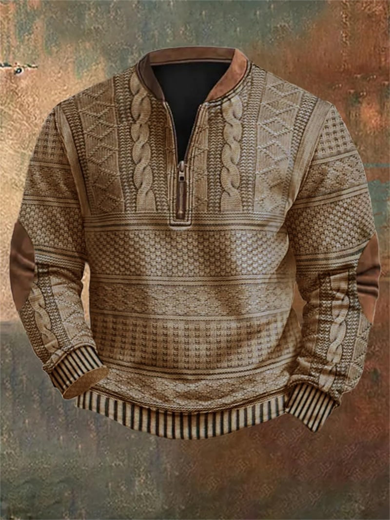 Vintage Print Zip-Up Sweatshirt for Men | Retro Graphic Pullover Hoodie | Whitecloths Life Casual Wear | Perfect for Streetwear, Lounge & Everyday Outfits