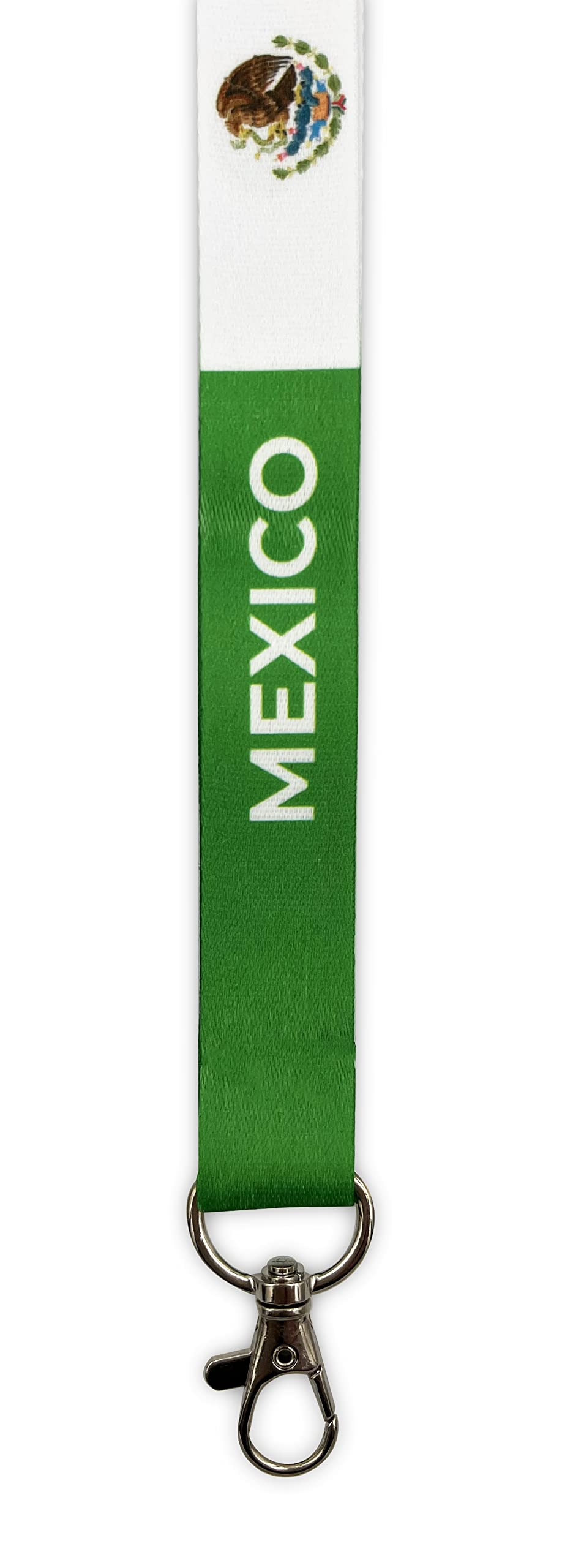 PinMaze Mexico Flag Lanyard with Embroidered Mexican Coat of Arms - Premium Keychain Badge Holder for ID Cards, Keys & Work Badges - Perfect for Schools, Offices & Events