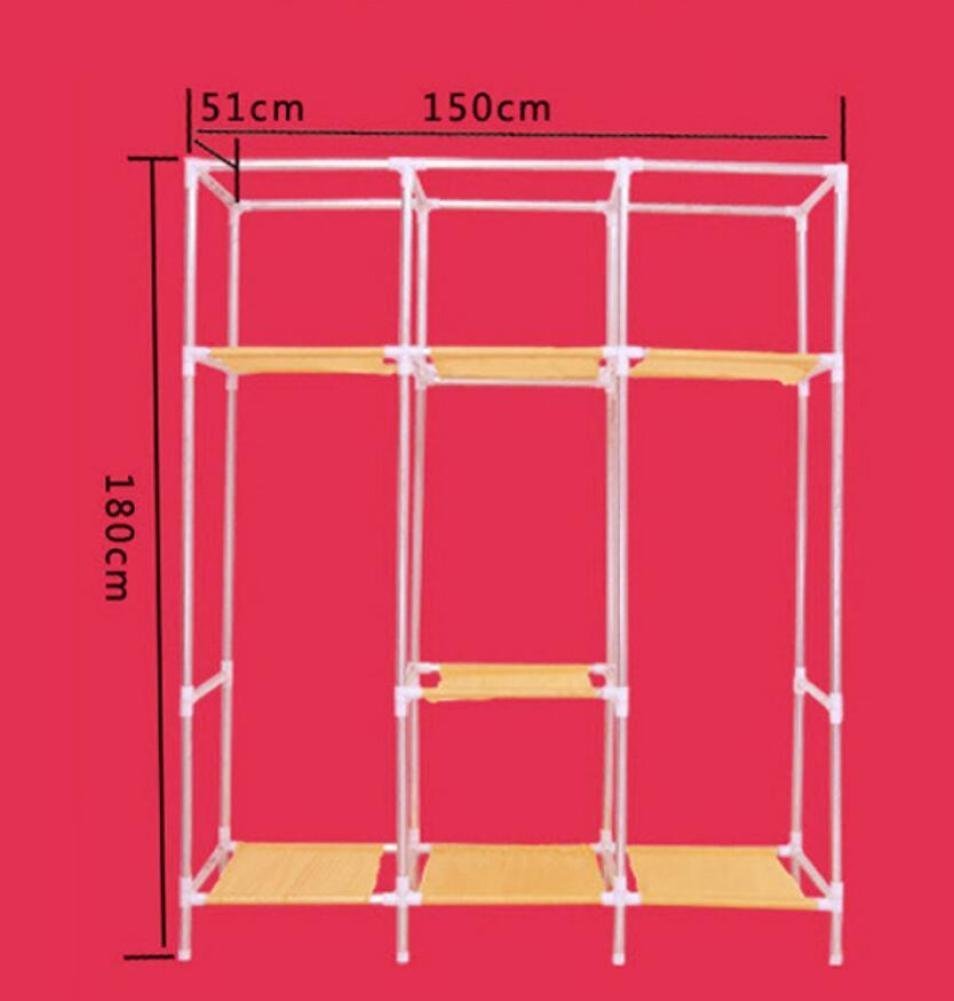 Portable Clothes Closet - Non-Woven Fabric Wardrobe with Double Rod Storage Organizer | Foldable Closet for Bedroom & Clothing Storage (Black, 70