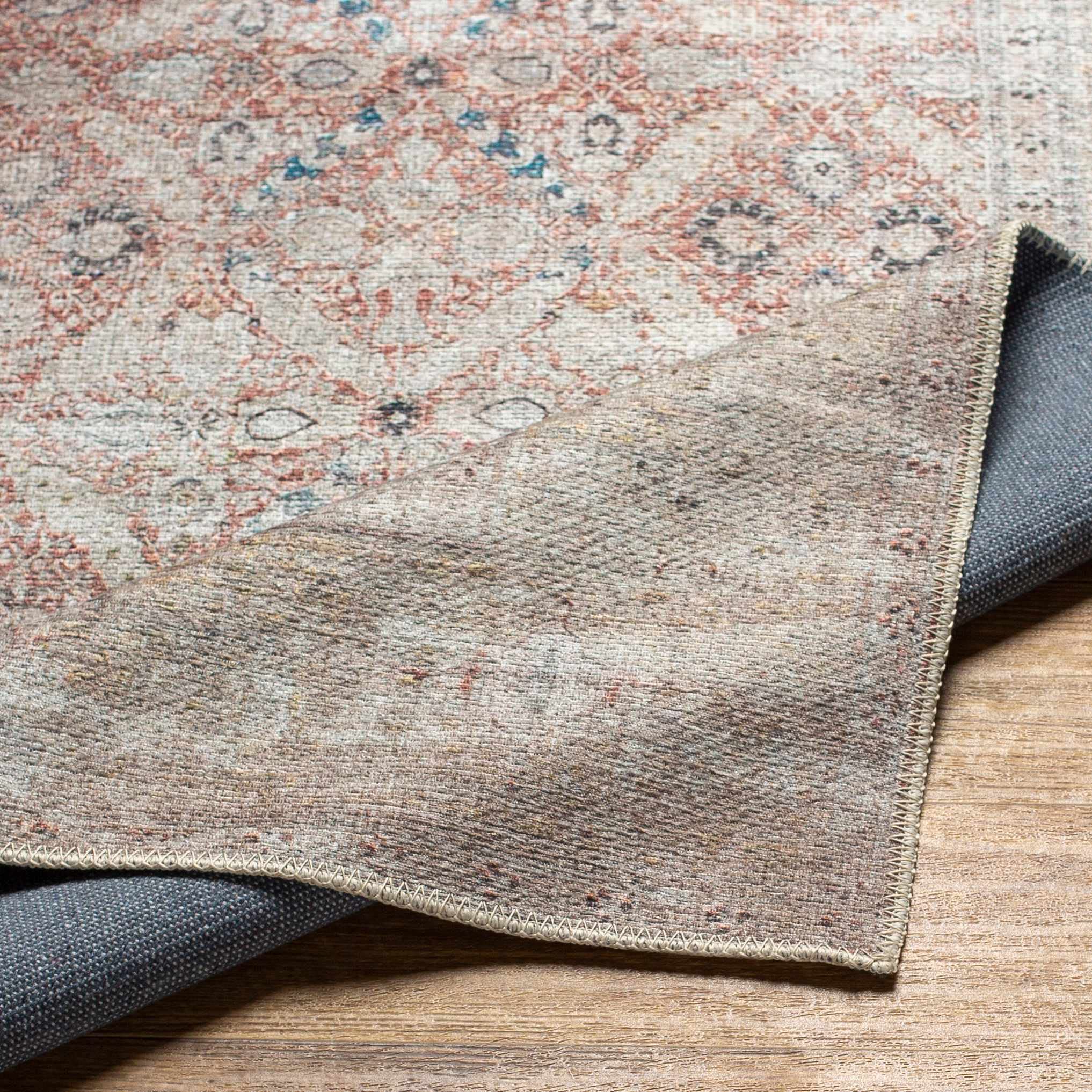 Hauteloom Tapia Washable Area Rug for Living Room & Bedroom - Blue, Gray, Red - 8'10