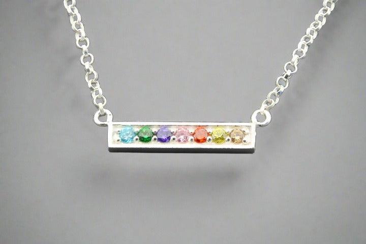 CZ Rainbow Pendant Necklace - Sterling Silver 925 Jewelry for Women, Gift for Her, Birthday, Anniversary, Valentine's Day