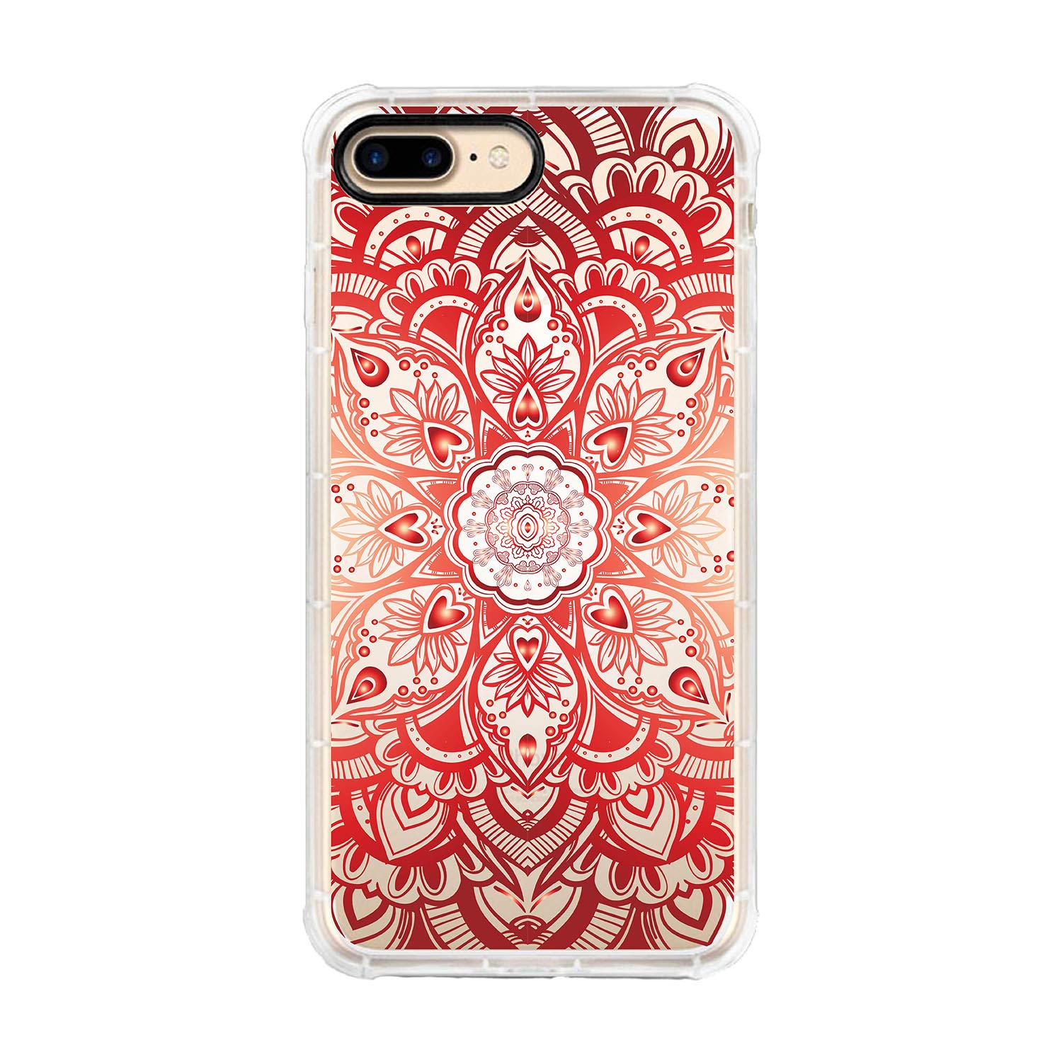 OTM Essentials Hybrid Clear Rugged Edge Phone Case for iPhone 7/8 Plus - Mandala Heart Design | Shockproof & Scratch-Resistant Protection | Perfect for Outdoor Activities, Work & Daily Use