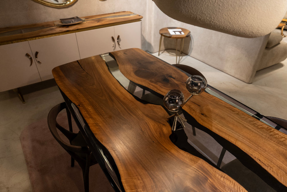Luxury Epoxy Resin Dining Table with Ivory Shaped Legs - Modern Home Decor for Living Room, Dining Room & Office