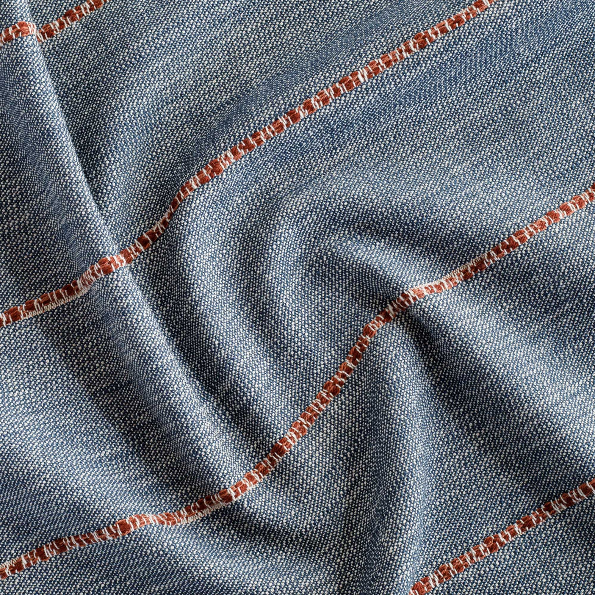 Brooklyn Stripe Cotton Throw Blanket - Navy & Rust Color - Soft & Cozy for Bed, Sofa, or Outdoor Use