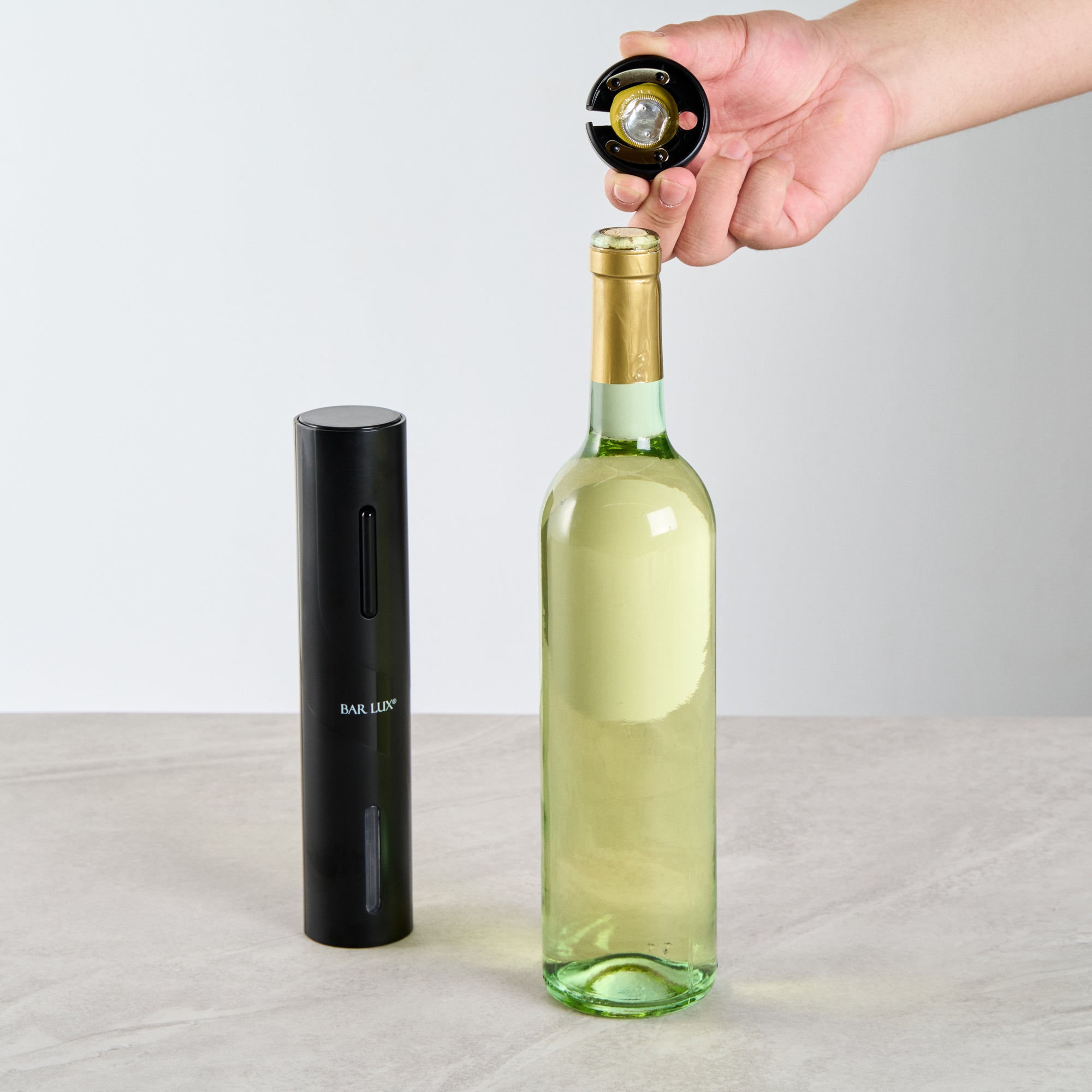 Premium Black Electric Wine Opener with Foil Cutter - Battery Operated Corkscrew for Easy Wine Opening - Perfect for Dinner Parties, Gifts & Home Bars (1 Count)