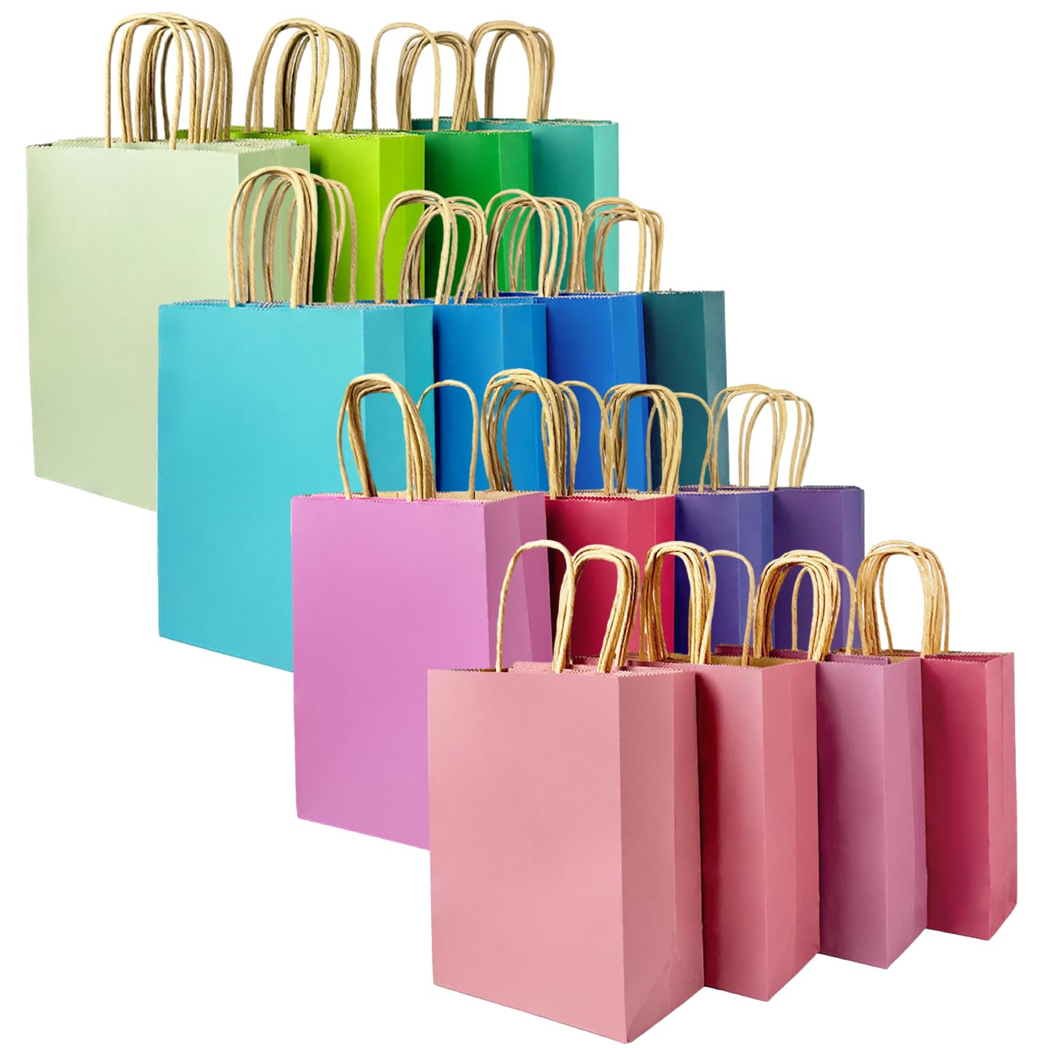 60 Pack Kraft Paper Gift Bags with Handles - 7.6