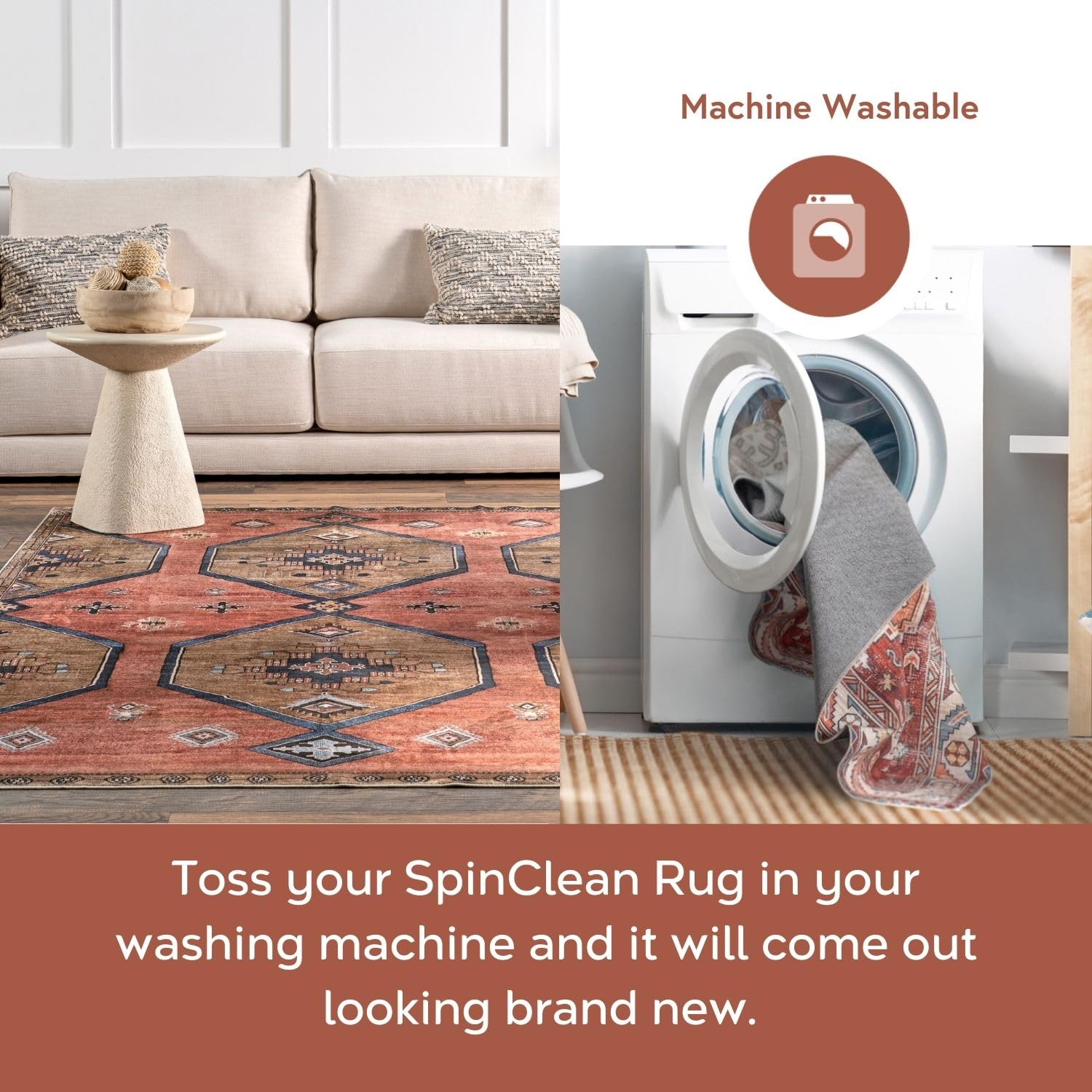 nuLOOM Codi Moroccan Banded Machine Washable Indoor/Outdoor Area Rug 8x10 Feet Green - Perfect for Living Room, Patio & High Traffic Areas