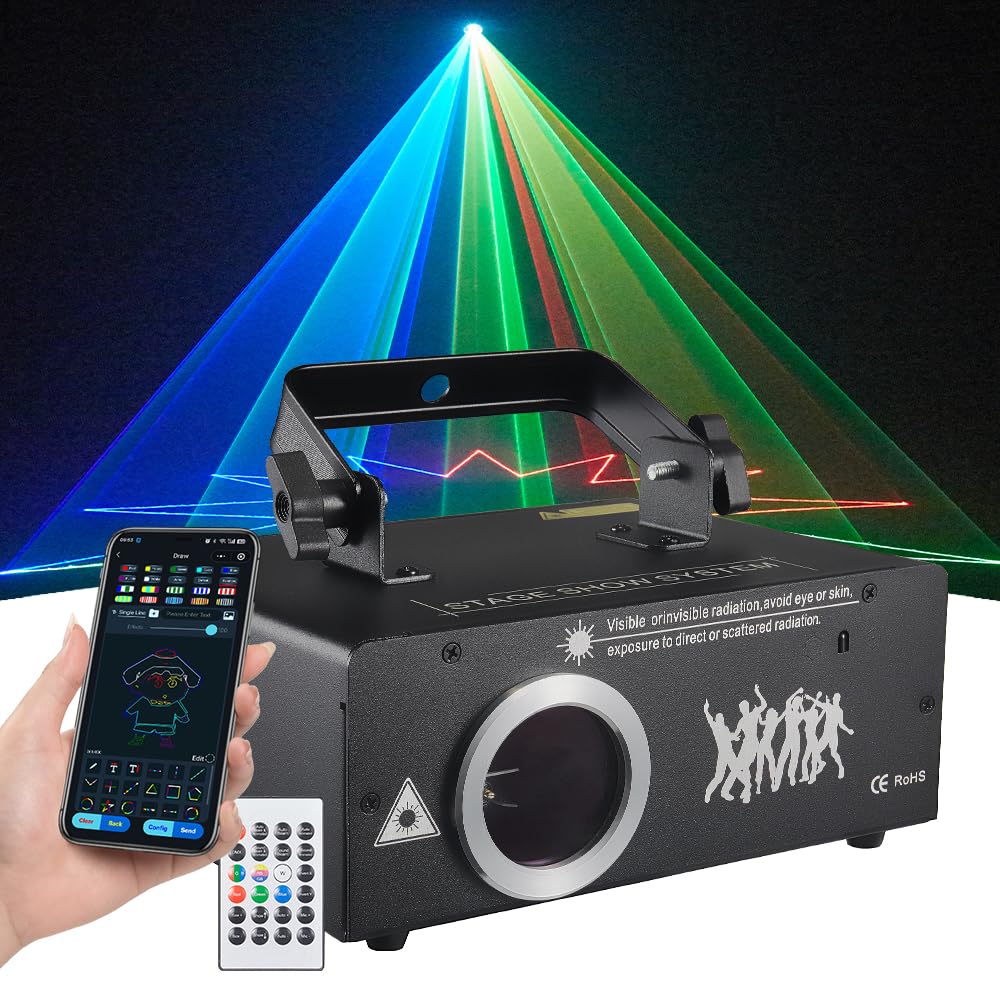 DJ Laser Light with App Control - 3D Animation Laser Projector for Party & Stage | Custom Drawing, Text Playback, DMX Music Sync | Perfect for Nightclubs, Bars, Concerts & Home Disco Parties
