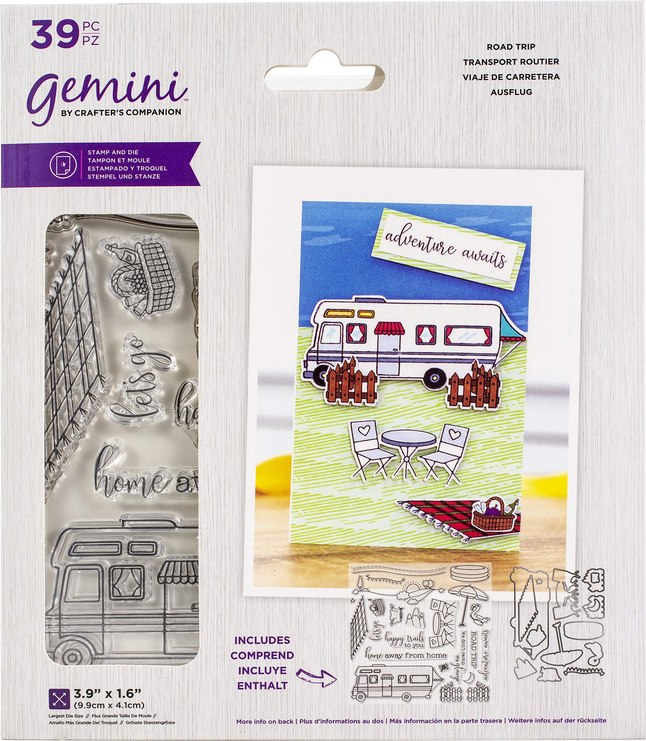 Gemini Stamps & Dies - Road Trip Collection - Silver Crafting Supplies for Scrapbooking, Card Making & DIY Projects