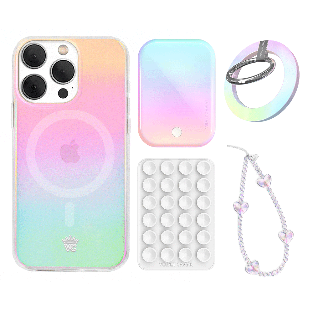 White Opal iPhone Case with Grip - Stylish Protective Cover for iPhone 13/14/15 Pro Max - Perfect for Everyday Use, Work & Travel