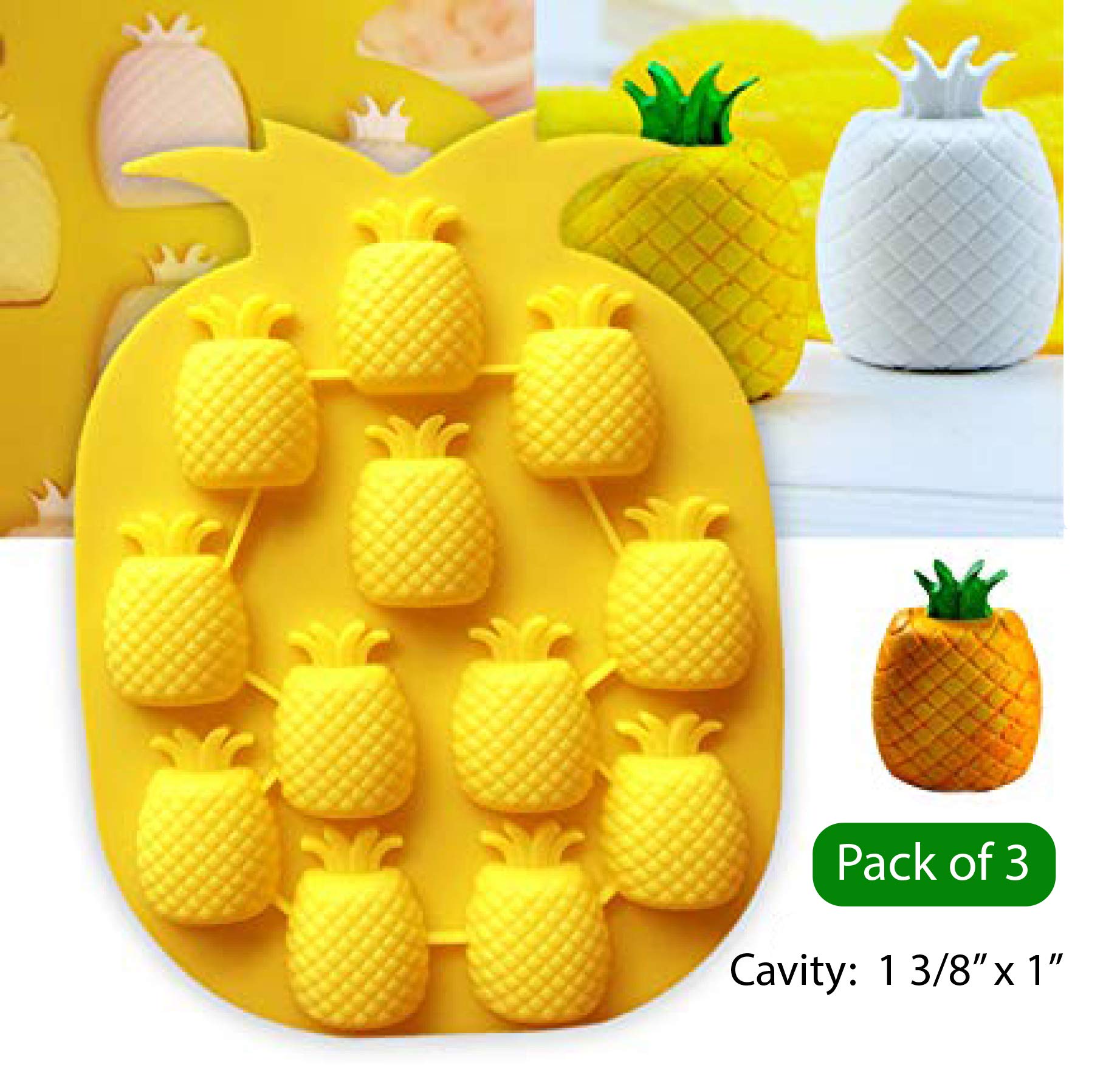 Pineapple Candy Chocolate Silicone Molds - 3-Piece Set in Yellow, Orange & Purple for DIY Desserts, Baking & Party Treats