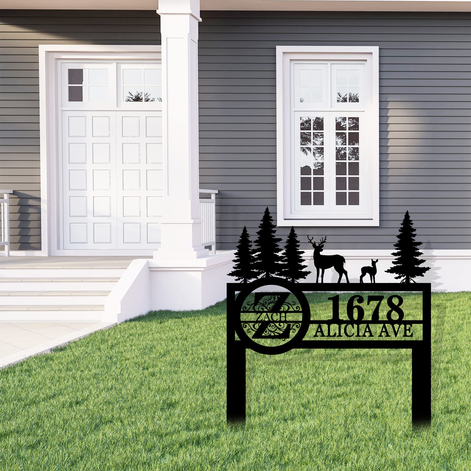Custom Metal House Number Sign - Personalized Yard Address Sign with Stakes - Durable Outdoor Home Plaque for House Number Display & Curb Appeal Enhancement | Perfect for Front Yard, Garden, or Driveway Entrance