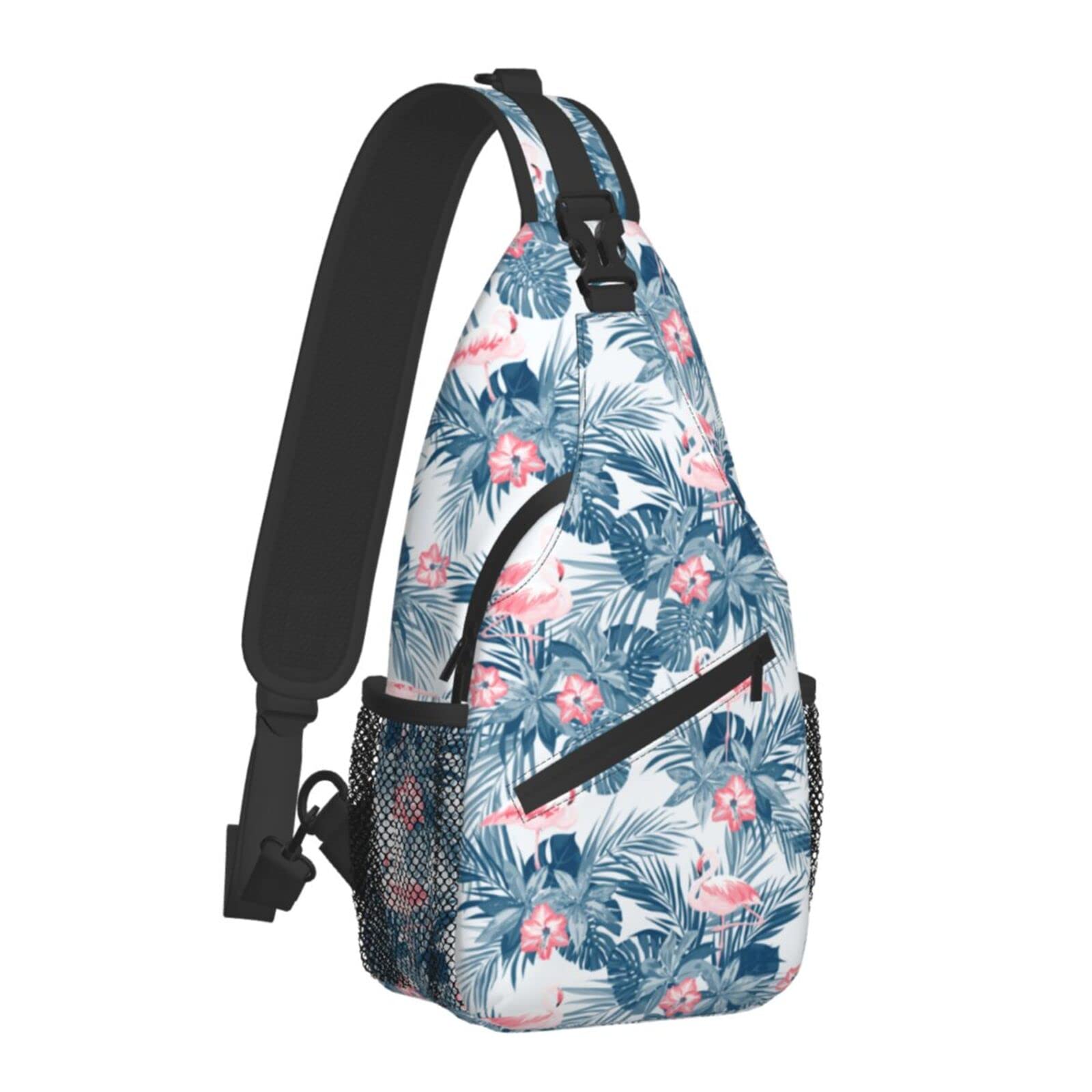 Flamingo Palm Leaf Sling Bag - Women's Crossbody Purse for Travel & Hiking