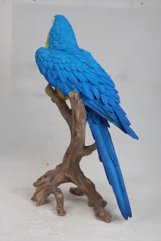 Hi-Line Gift Ltd. Large Macaw Scarlet Statue - Vibrant Blue & Yellow Parrot Figurine for Home Decor, Garden, or Office Display