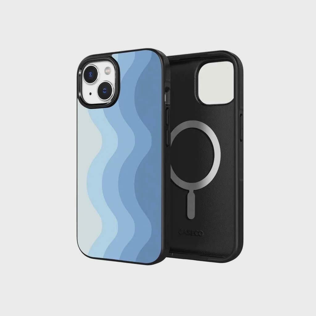 Premium iPhone 15 Plus Case with MagSafe - Blue Wave Design | Slim Protective Cover for Wireless Charging | Perfect for Work, Travel & Everyday Use