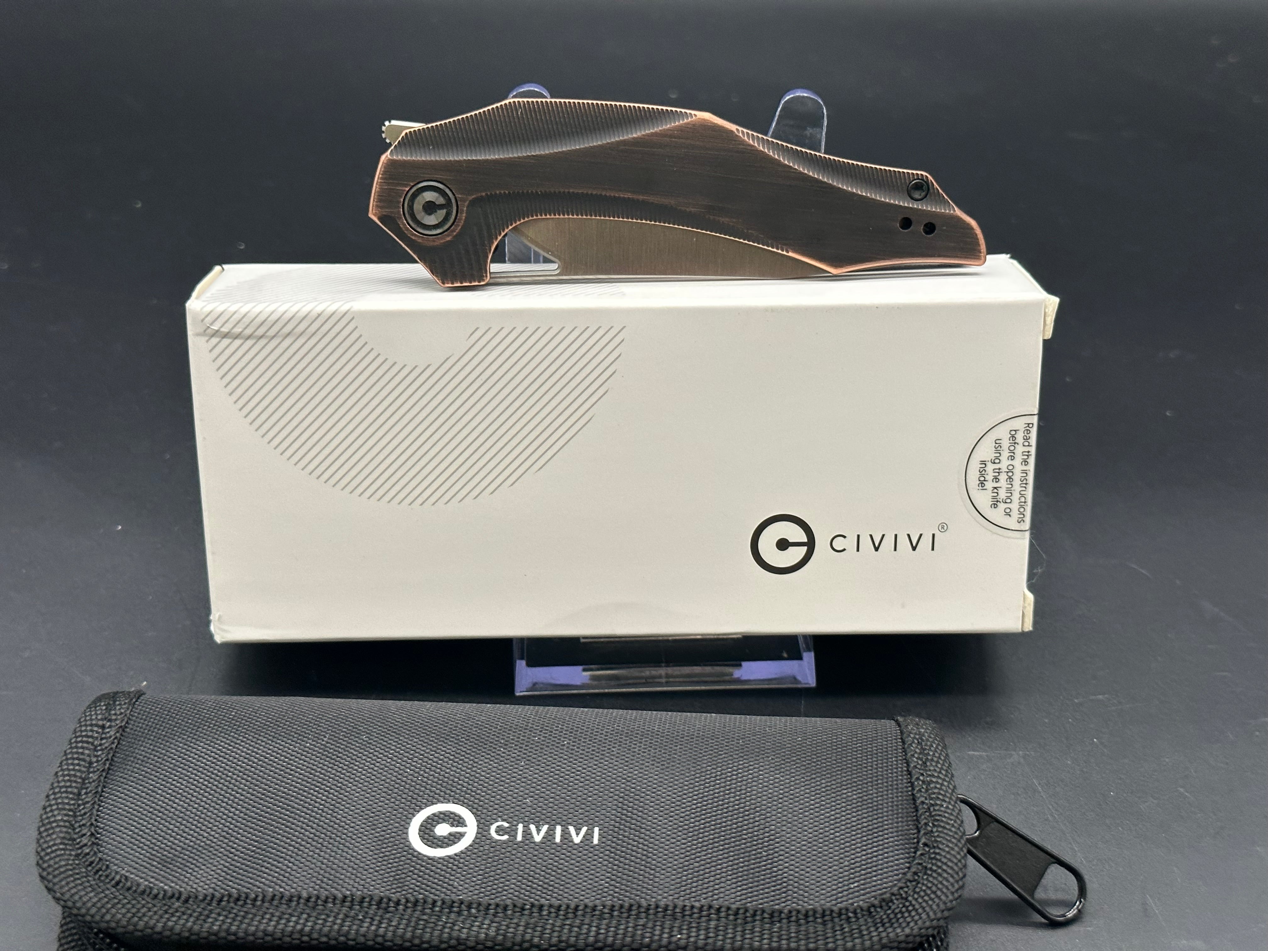 Civivi Plethiros Folding Knife - Black Hand-Rubbed Copper Scales | EDC, Outdoor, Camping & Everyday Carry Pocket Knife
