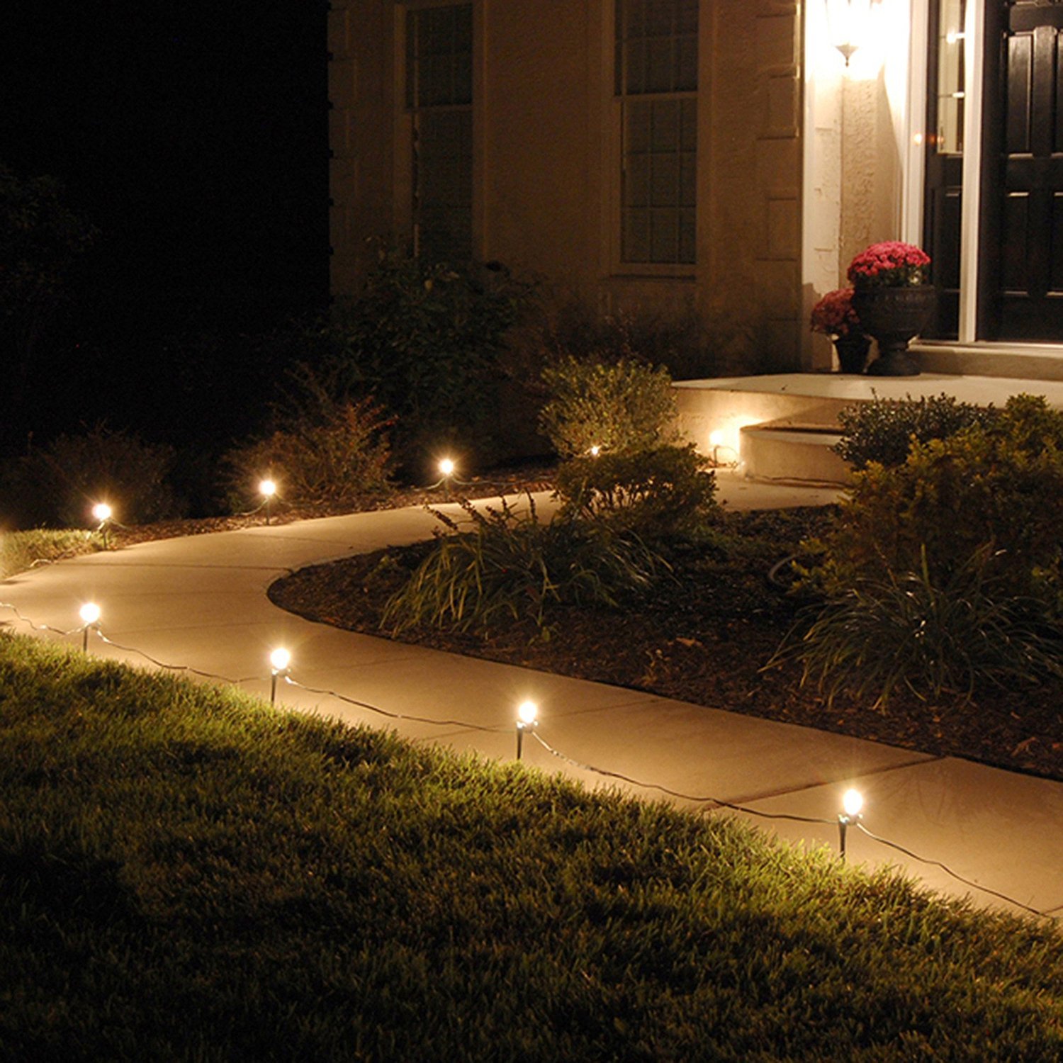 LumaBase Solar-Powered LED Pathway Lights - 10 Pack with Clear Bulbs for Garden, Walkway, and Driveway Lighting