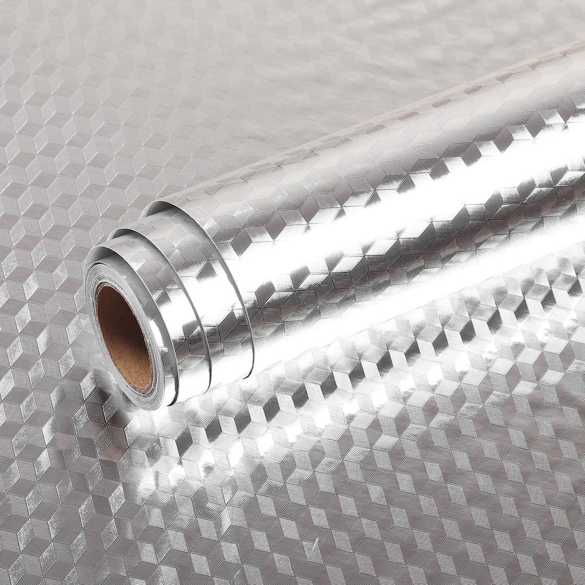 Livelynine Oil-Proof Self-Adhesive Contact Paper - Waterproof Kitchen Backsplash Wallpaper (40cm x 2m) | Stainless Steel Look Shelf Liner & Peel-and-Stick Wall Covering for Countertops, Cabinets, and Drawers