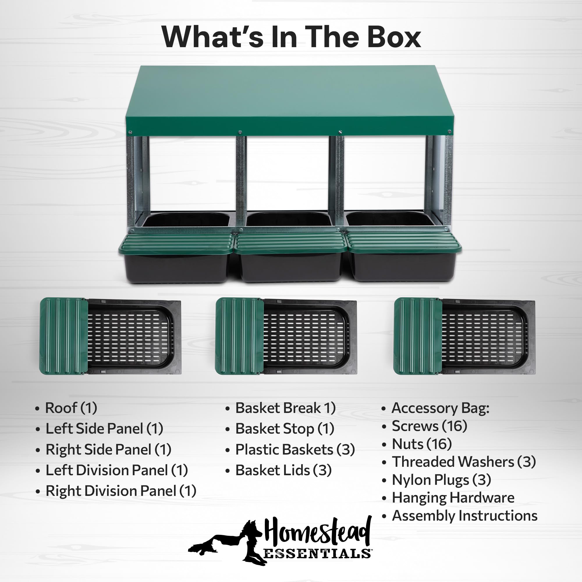 3 Compartment Hen & Chicken Nesting Box with Rollout Rollaway Design & Protective Egg Collection Lids - Perfect for Backyard Coops, Poultry Farms & Egg Laying Stations