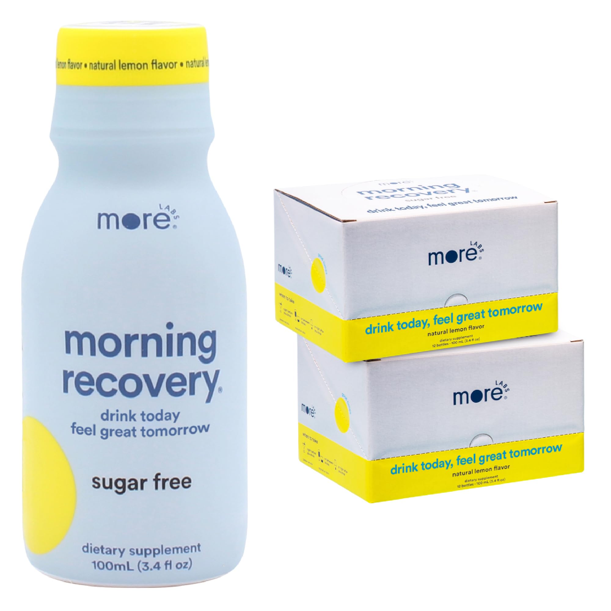 Morning Recovery Electrolyte Drink with Milk Thistle & DHM - Sugar-Free Lemon Flavor, Fast Hydration for Hangover Relief, Pack of 24 - Perfect for Post-Party Recovery & Next-Day Wellness