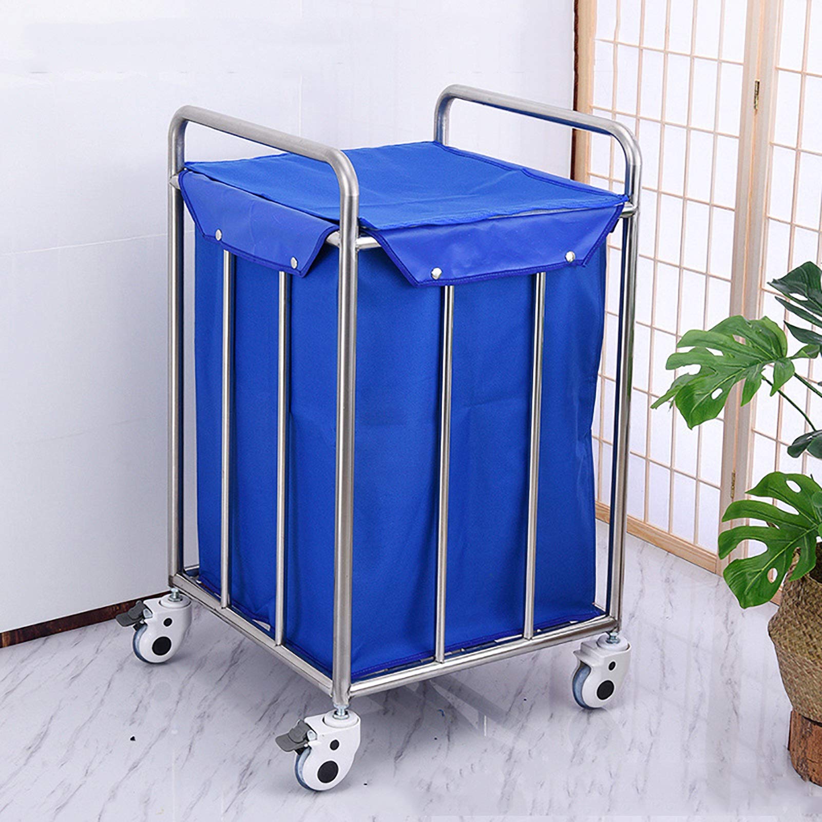 FLYIFE Portable Hand Truck Beauty Salon Cart - Compact Laundry Hamper Sorter with Cover, Mobile Linen Trolley for Room Service | Ideal for Hotels, Spas & Home Organization