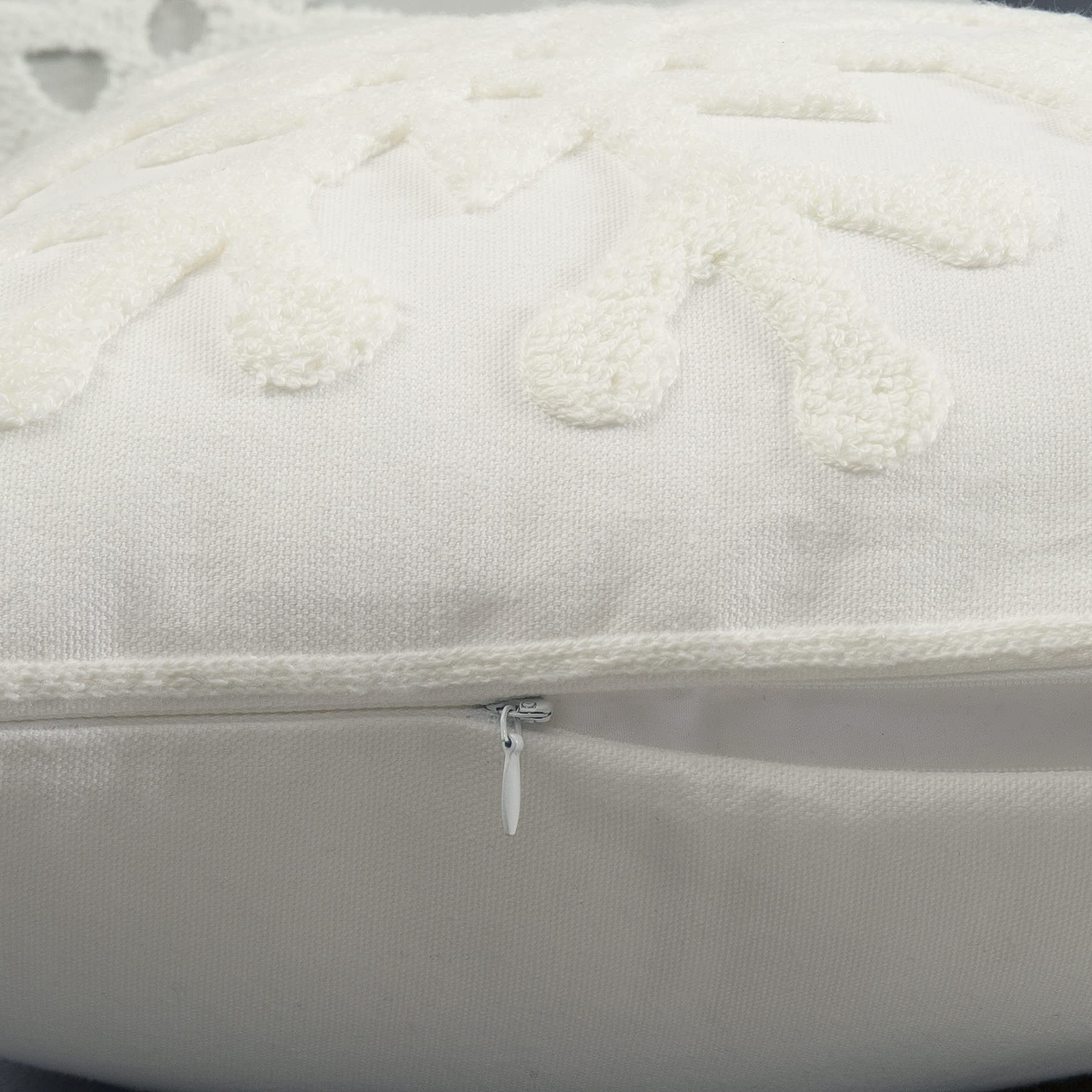 Christmas Pillow Covers Set of 2 - 18x18 Inch Embroidery Snowflake Throw Pillow Covers, Decorative Cotton Linen Cushion Cases for Sofa, Bed & Home Decor (White) - Perfect for Holiday Decorations, Winter Home Styling and Cozy Seasonal Ambiance