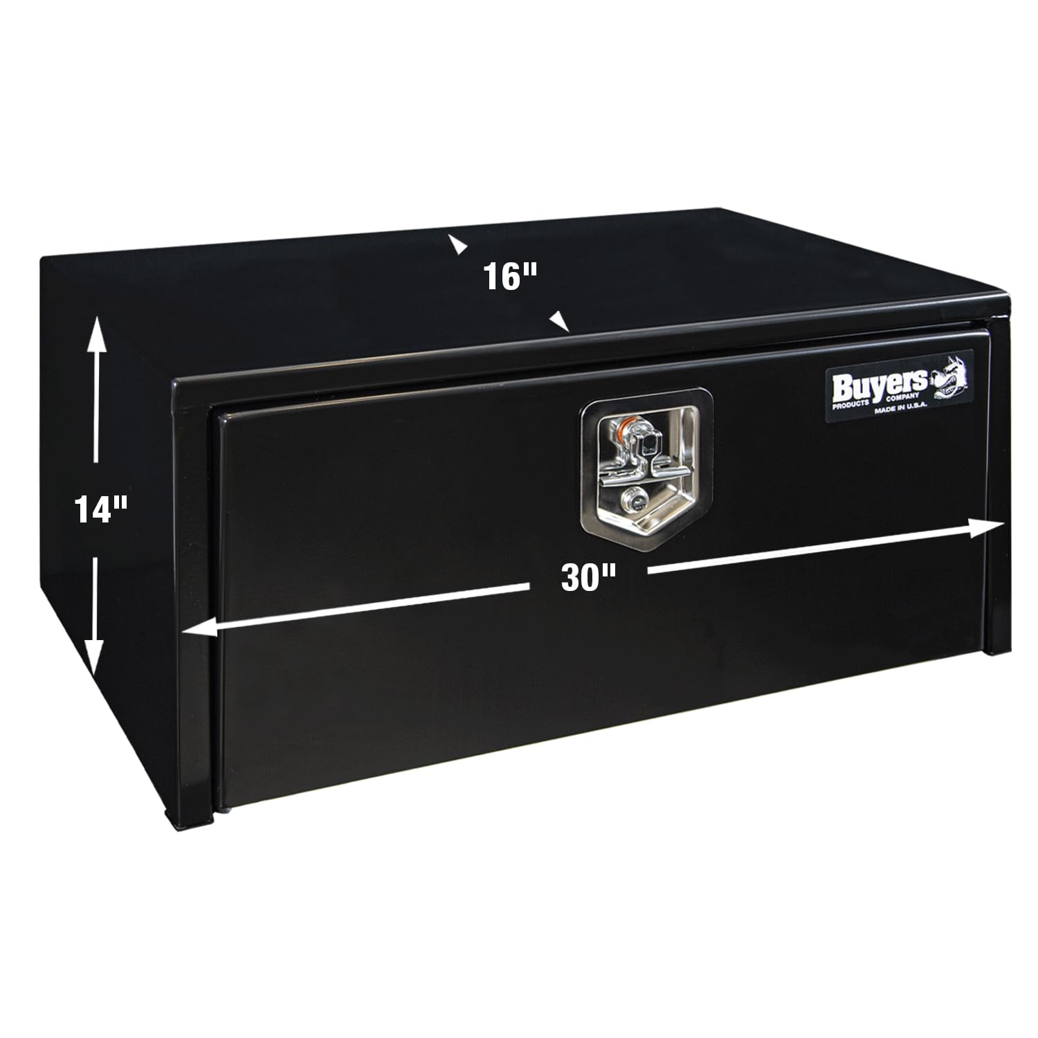 Buyers Products 1703303 Black Steel Underbody Truck Tool Box with Lockable T-Handle Latch - 14x16x30 Inch USA-Made | Secure Storage for Truck Bed Tools & Equipment | Perfect for Work Trucks, Contractors & Off-Road Adventures