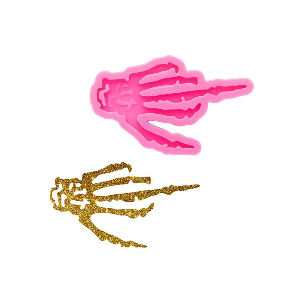 Skeleton Hand Resin Keychain Mold - DIY Silicone Mold for Resin, Polymer Clay, Chocolate & Cake Decorating - Perfect for Jewelry, Keychains & Necklace Casting - Halloween & Gothic Craft Supplies
