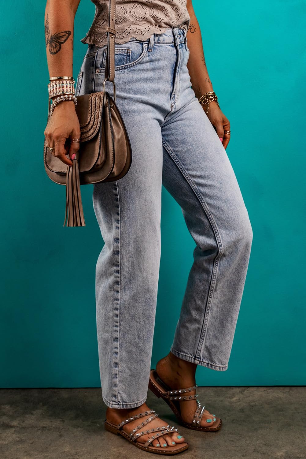 SELINK Women's High Waisted Straight Jeans - Acid Wash Blue Denim Pants for Everyday Wear | Casual, Office & Date Night Outfits