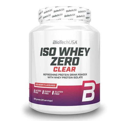 BioTechUSA Iso Whey Zero Clear Protein Powder - Red Berry Flavor, 500g | Low Carb, Lactose-Free Whey Isolate for Post-Workout Recovery & Muscle Growth