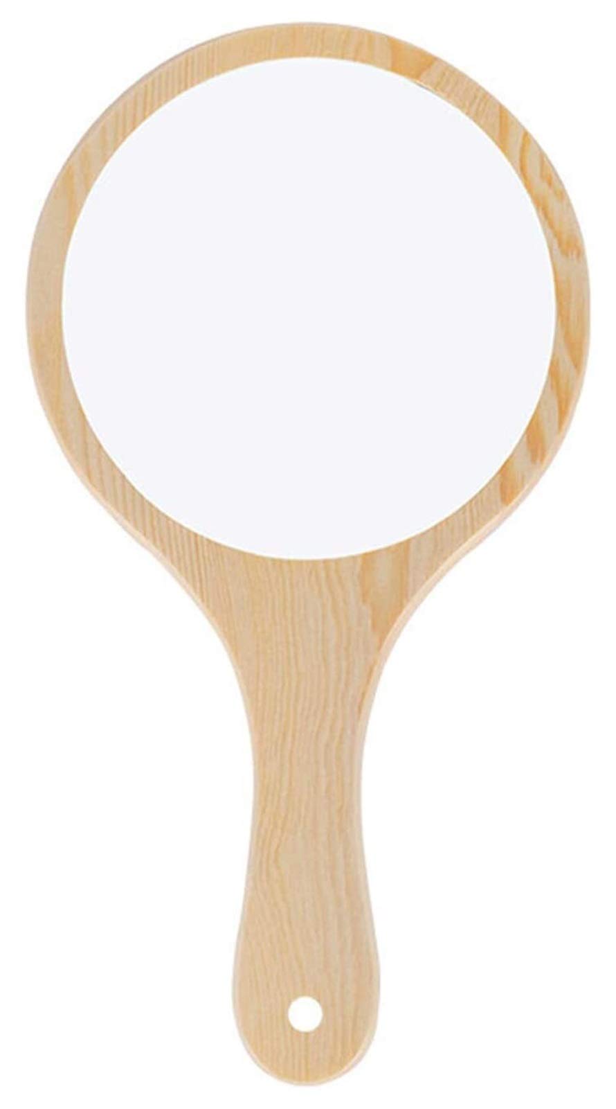 UMKY Wooden Vanity Mirror - Large Handheld HD Makeup Mirror for Travel & Home