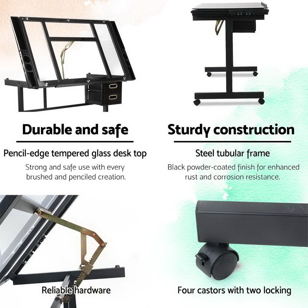 Adjustable Drawing Desk - Ergonomic Art Table for Artists & Designers, Black & Grey - Perfect for Sketching, Painting & Digital Art at Home or Studio