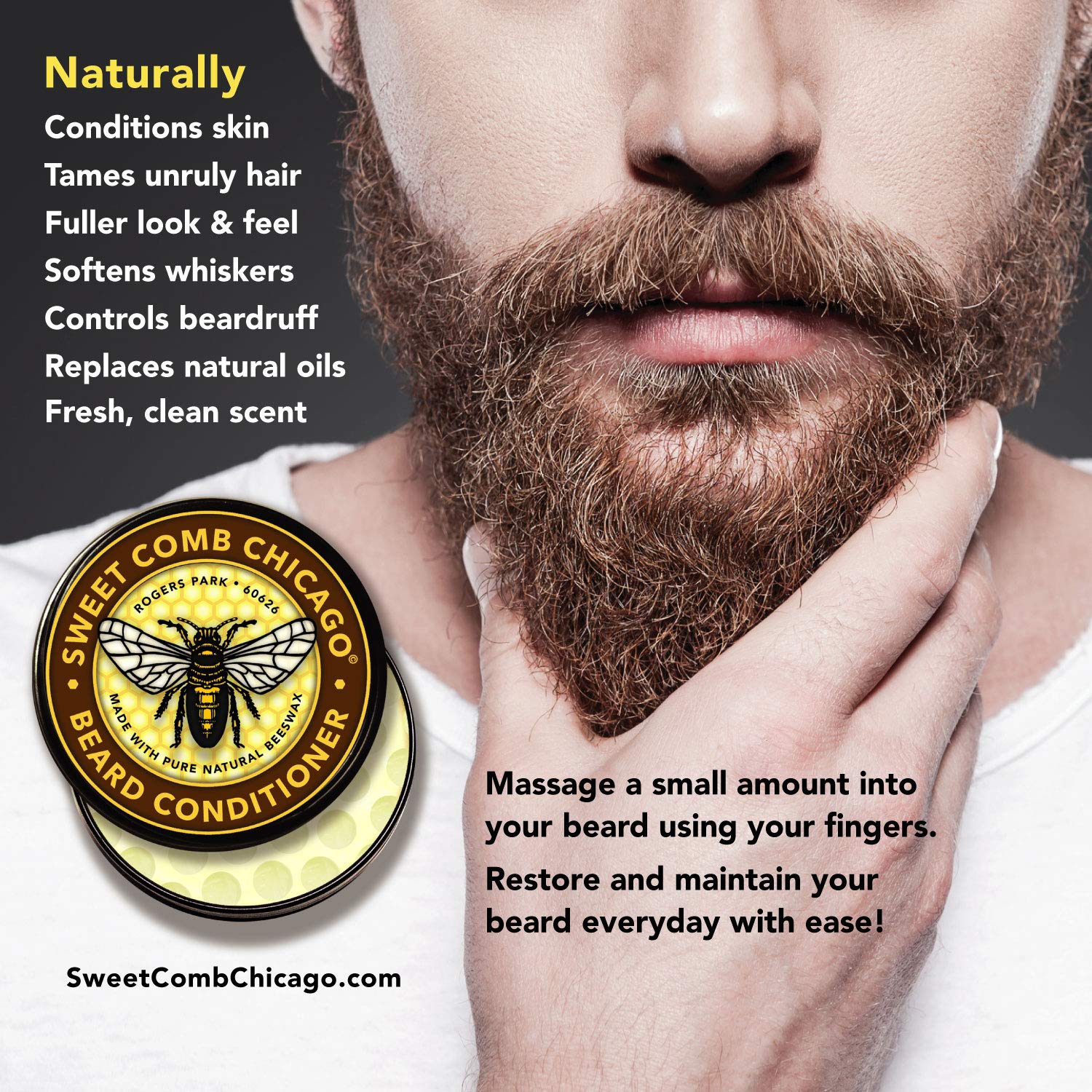 Premium Beeswax Beard Conditioner for Men - Strong Hold Wax to Strengthen & Soften Beards & Mustaches - Natural Leave-In Conditioner for Daily Grooming & Styling - Perfect for Workouts, Outdoor Activities & Special Occasions