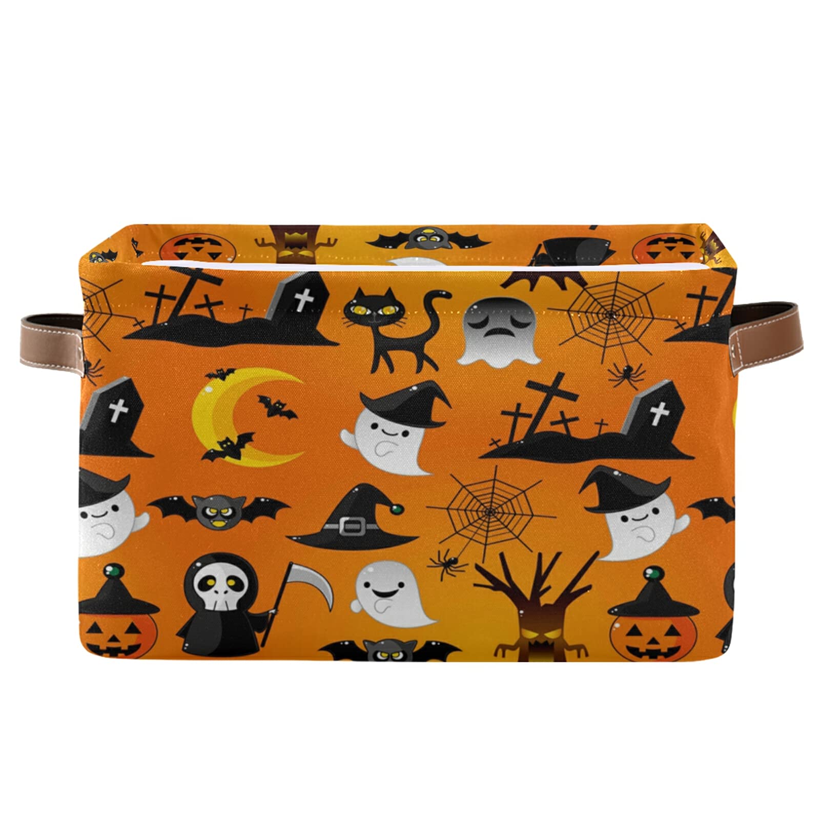 Waterproof Halloween Pumpkin Cat Storage Bin - Toy Basket, Laundry Hamper, Closet Organizer for Home & Office | Perfect for Kids' Room, Pet Supplies & Seasonal Decor