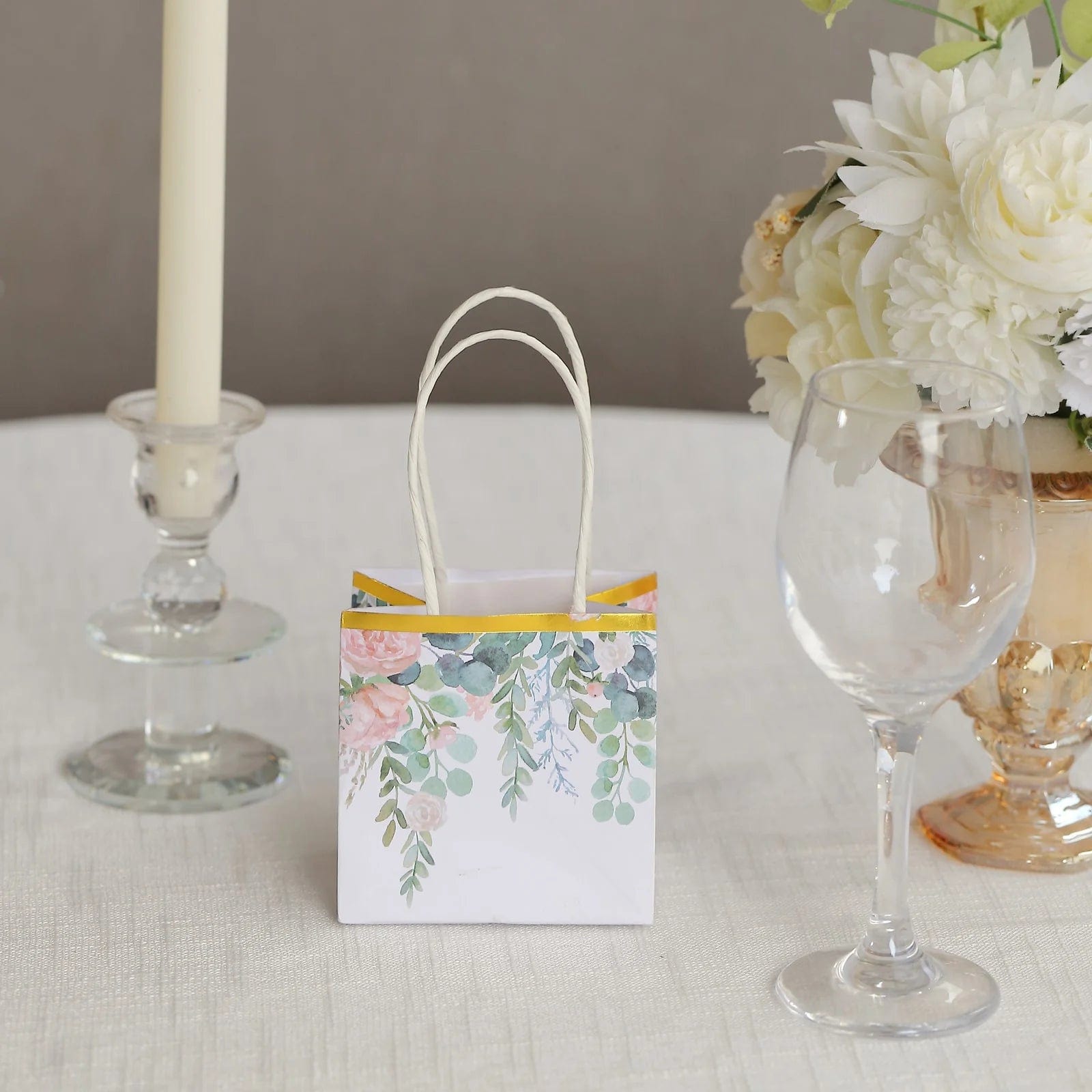 12 Pack Floral Print Gift Bags with Handles - Elegant Party Favor Bags for Weddings, Baby Showers & Birthday Celebrations