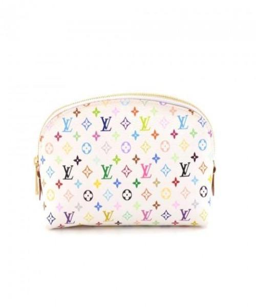 Authentic Louis Vuitton Multicolor Monogram Cosmetic Pouch GM in White - Perfect for Travel & Everyday Makeup Organization
