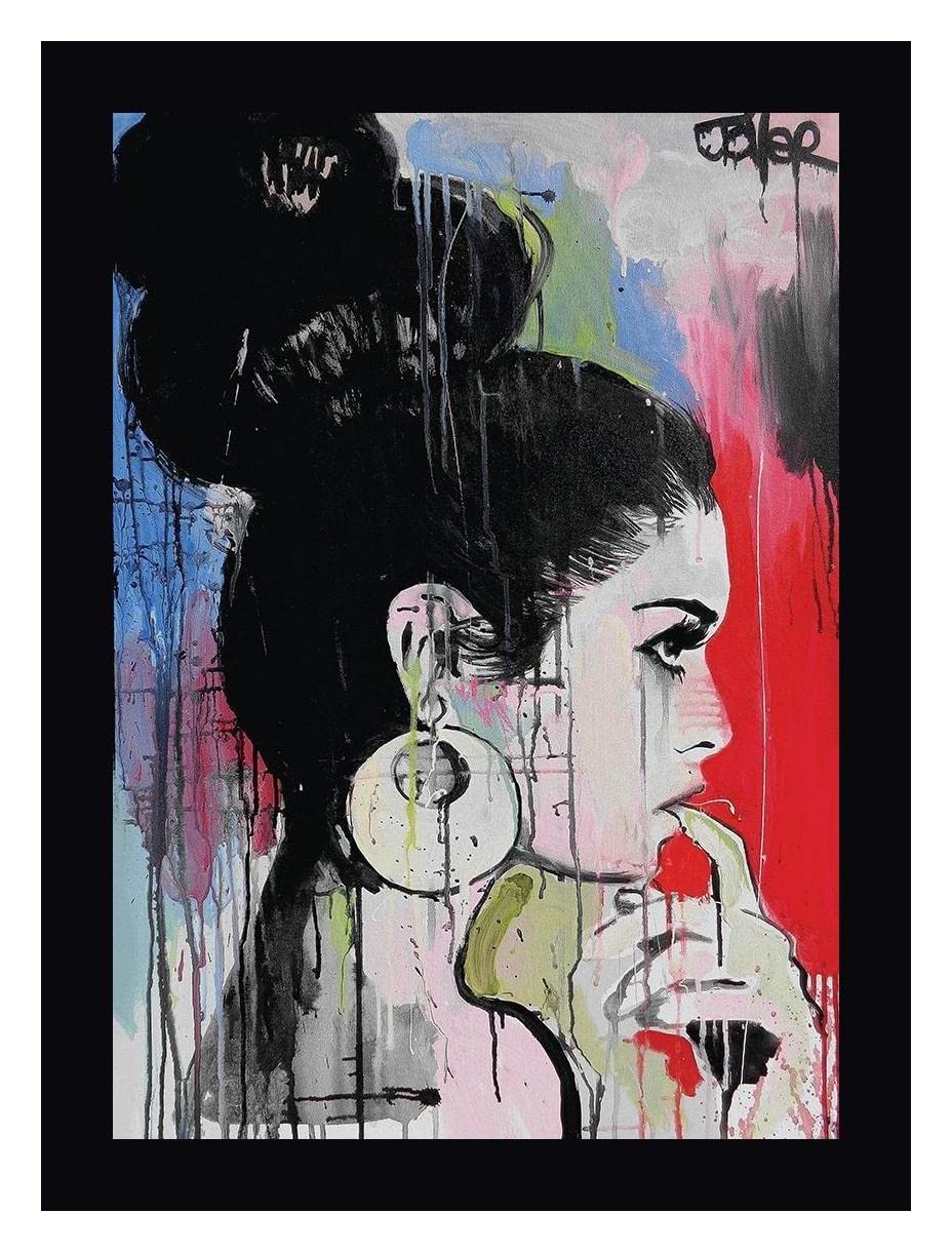 Planets by Loui Jover - 15x20 Inch Framed Canvas Wall Art Print with Black Frame - Ready to Hang - Perfect for Living Room, Bedroom or Office Decor