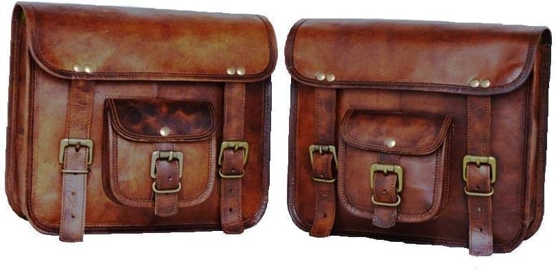 Premium Leather Motorcycle Saddle Bags (1 Pair) - Waterproof Rear Seat Storage Bags for Travel, Tools & Luggage - Durable Black Motorbike Tail Bags for Harley, Cruiser & Touring Bikes - Perfect for Road Trips & Daily Commuting