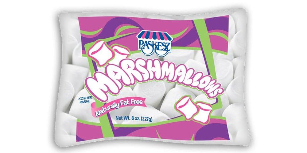 Paskesz Marshmallows - 12 Pack (8 oz Bags) - Kosher, Fluffy & Delicious for Hot Cocoa, S'mores & Baking Treats