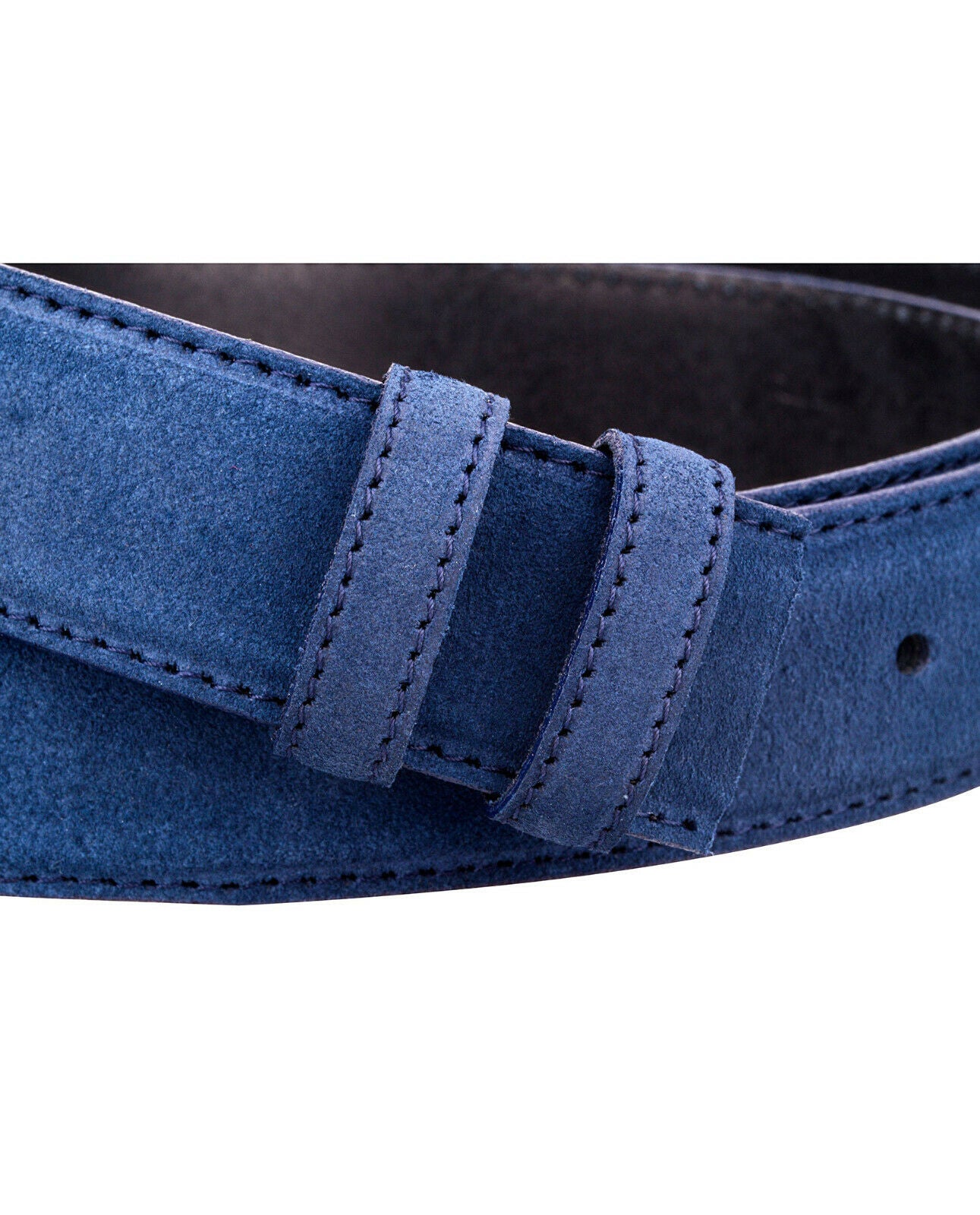 Men's Blue Suede Belt 35mm - No Buckle Replacement Strap Compatible with Ferragamo Buckles | Premium Dress Belt for Business & Formal Occasions