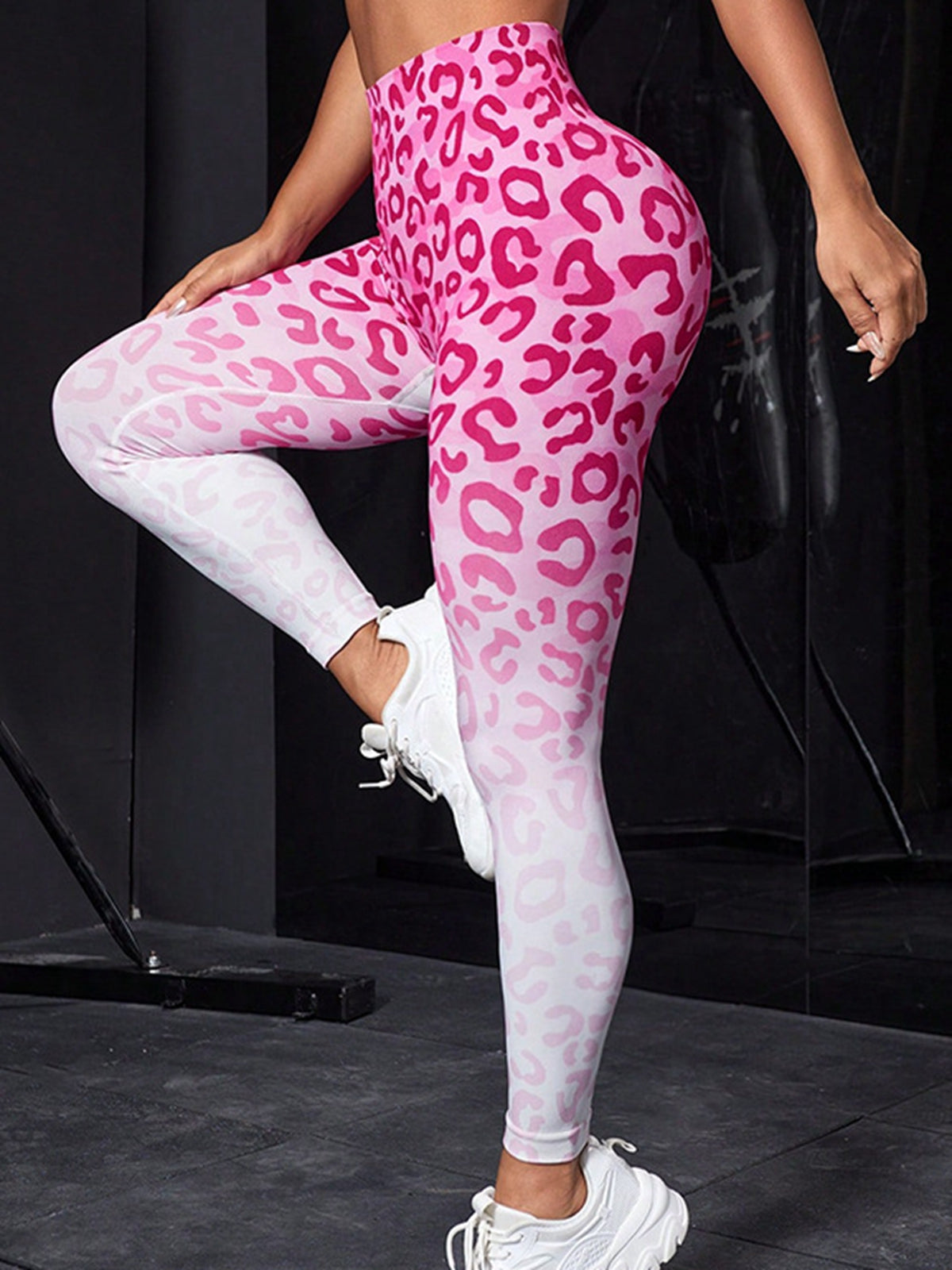 ZASUWA Women's Fashion Leopard Print Ombre Leggings - High Waisted Yoga Pants for Workout, Running & Casual Wear