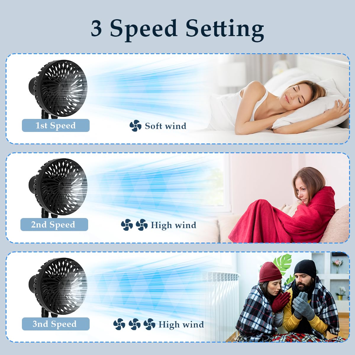 RUN HELIX Portable Stroller Fan with Flexible Tripod - 3-Speed USB Rechargeable Clip-On Fan for Baby, Car Seat, Crib, Bike & Treadmill - Perfect for Outdoor Activities, Travel & Nursery Cooling - Black