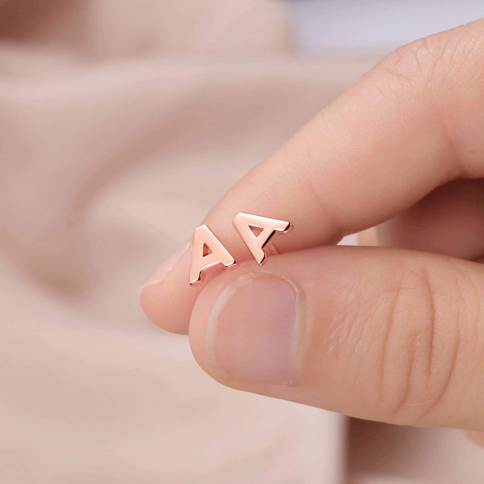925 Sterling Silver Initial Stud Earrings for Women - Hypoallergenic Small Letter Earrings, Dainty Personalized Jewelry Gift for Her - Perfect for Everyday Wear, Birthdays & Special Occasions