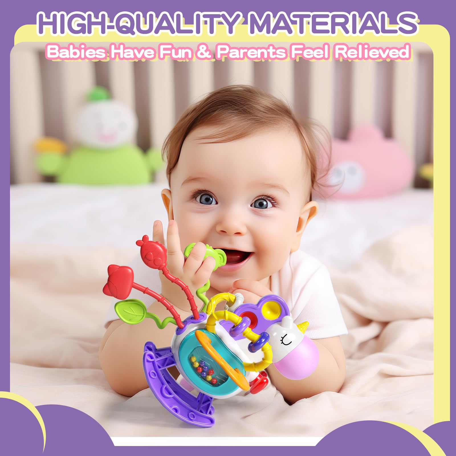 Montessori Baby Toys for 0-18 Months - Food Grade Silicone Pull String Activity & Teething Toy - Sensory Learning Toy for Toddlers 1-3 Years - Perfect Gift for Baby Shower, Infants Car Seat, High Chair & Travel - Ideal for Early Childhood Development & On-the-Go Playtime