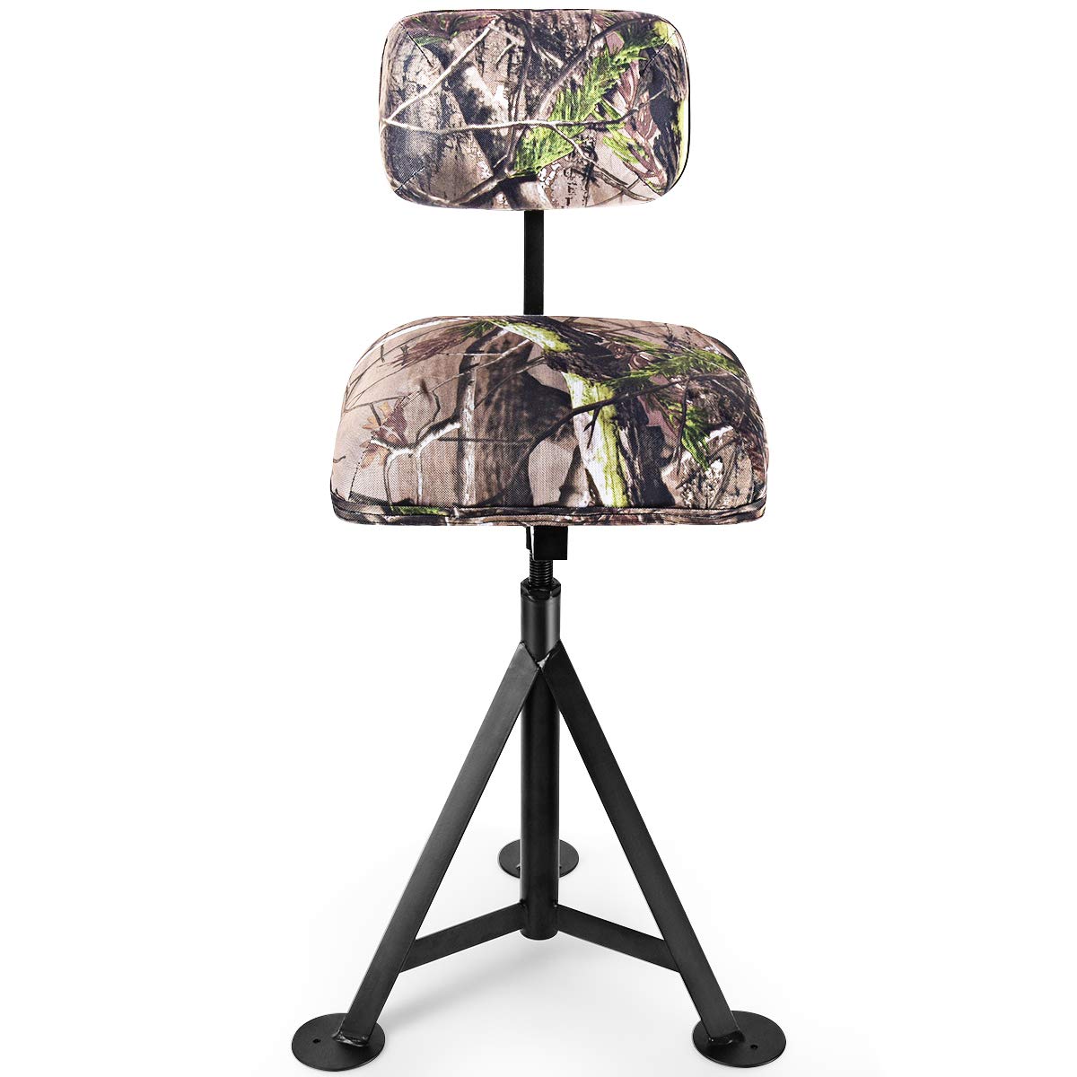 LDAILY 360° Swivel Hunting Chair with Detachable Backrest - Adjustable Height Camo Tripod Stool for Hunting, Fishing & Camping - Padded Seat for Comfort - Perfect for Outdoor Adventures, Blind Hunting & Backpacking Trips