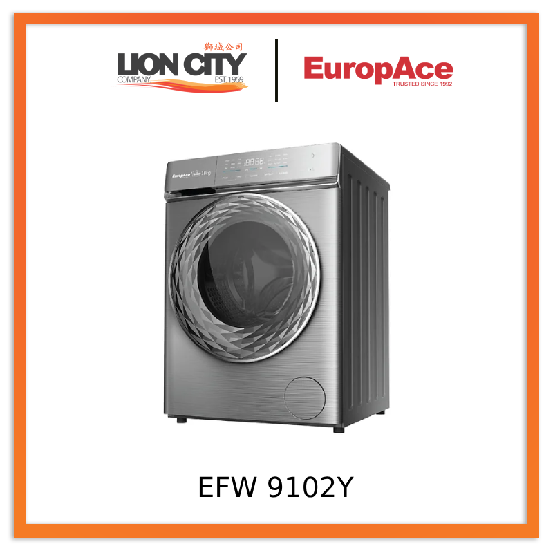 EuropAce EFW 9102Y 10kg Front Load Washing Machine - Energy Efficient, Quiet Operation for Apartments & Small Homes